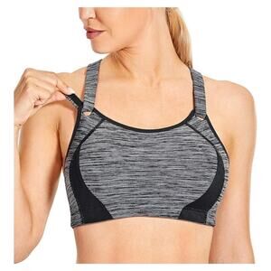 SYROKAN Women's High Impact Front Adjust Sports Bra Grey Heather Size 38B* NWT